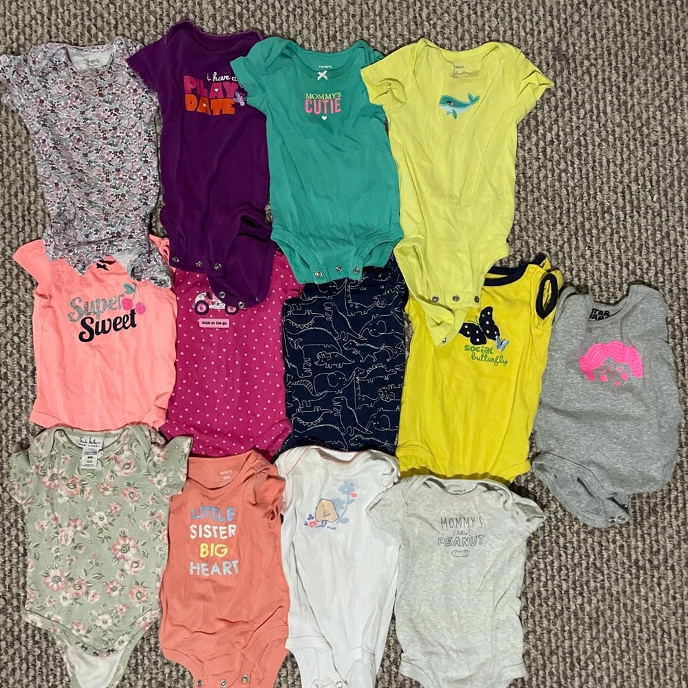13, size 6 month girl onesies short sleeve
